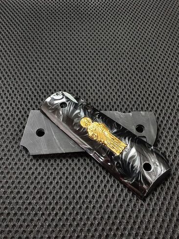 1911 Grips Full Size,White Pearl,Black Pearl,Bonded Ivory,Silver Gold Metal Saint Jude,Brown Pearl,Fits Colt,Kimber,Springfield,Remington,Rock Island,Government Commander Models in Saudi Arabia