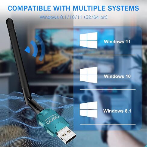 محول بلوتوث USB للكمبيوتر الشخصي - QGOO Bluetooth Dongle 5.3 EDR، مستقبل بلوتوث لاسلكي للكمبيوتر المكتبي والكمبيوتر المحمول بلوتوث Windows 8.1/10/11 (blue-046) in Kuwait