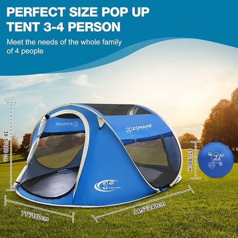 Easy Pop Up Tent 2-4 Person Waterproof - Pop-Up Camping Tents Automatic Tent Throw Pop Up Instant Flip Pop Tent for Camping,by ZOAMKE in Saudi Arabia