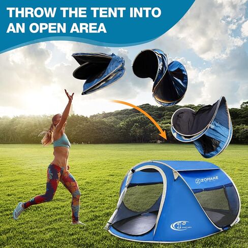Easy Pop Up Tent 2-4 Person Waterproof - Pop-Up Camping Tents Automatic Tent Throw Pop Up Instant Flip Pop Tent for Camping,by ZOAMKE in Saudi Arabia