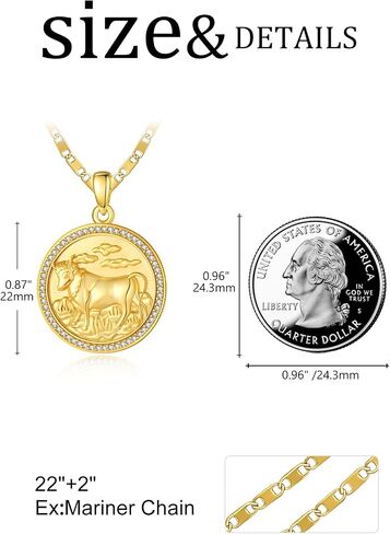Gold Zodiac Necklace For Women 925 Sterling Silver Pendant Necklace Gift For Christmas Valentine's Day Mother's Day in Saudi Arabia