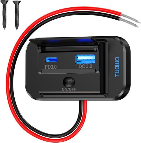 منفذ USB-C PD 3.0 مزدوج (36 وات) + USB-A QC 3.0 (18 وات) منفذ شاحن سريع إجمالي 54 وات - لوحة منفذ USB مثبتة على السطح 12 فولت/24 فولت للمركبات الترفيهية والتخييم والقوارب والسيارات in Saudi Arabia