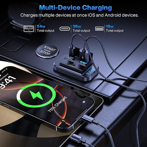 منفذ USB-C PD 3.0 مزدوج (36 وات) + USB-A QC 3.0 (18 وات) منفذ شاحن سريع إجمالي 54 وات - لوحة منفذ USB مثبتة على السطح 12 فولت/24 فولت للمركبات الترفيهية والتخييم والقوارب والسيارات in Saudi Arabia