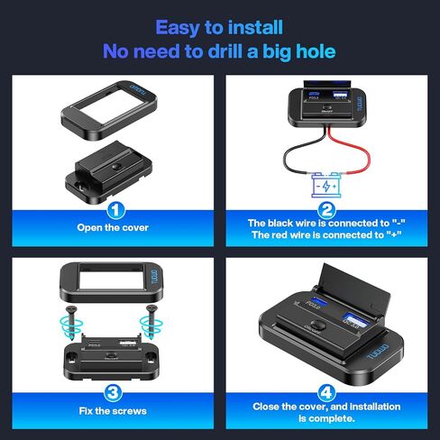منفذ USB-C PD 3.0 مزدوج (36 وات) + USB-A QC 3.0 (18 وات) منفذ شاحن سريع إجمالي 54 وات - لوحة منفذ USB مثبتة على السطح 12 فولت/24 فولت للمركبات الترفيهية والتخييم والقوارب والسيارات in Saudi Arabia