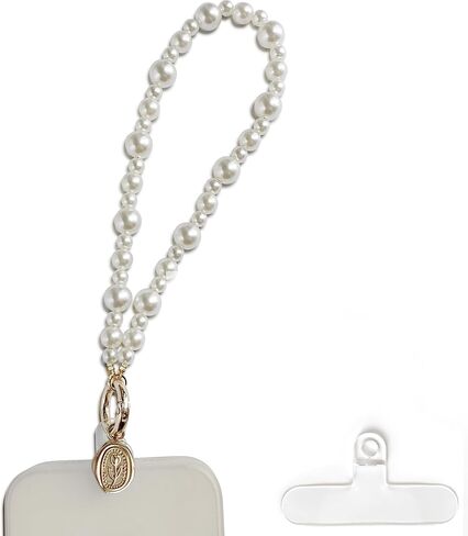 Beaded Pearl Phone Charm, Wrist Lanyard Bracelet String Wristlet for All Phone with Tether Tabs in Saudi Arabia