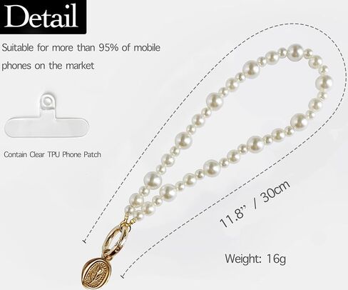 Beaded Pearl Phone Charm, Wrist Lanyard Bracelet String Wristlet for All Phone with Tether Tabs in Saudi Arabia