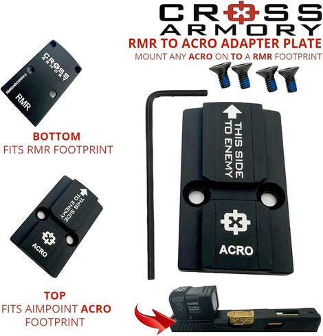لوحة محول محول Cross Armory RMR إلى ACRO لتحويل أي شريحة/تركيب بصري من RMR إلى تركيب بصري ACRO/بصمة قطع الشريحة لتناسب بصريات ACRO in Saudi Arabia