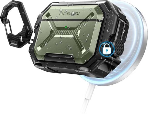 MOBOSI for AirPods Pro 3 Case IP68 Waterproof, Black | Case for iPods Pro 3, Compatible with MagSafe, Military Grade Protective Cover with Secure Lock, Keychain, Phone Stand (2025) in Saudi Arabia