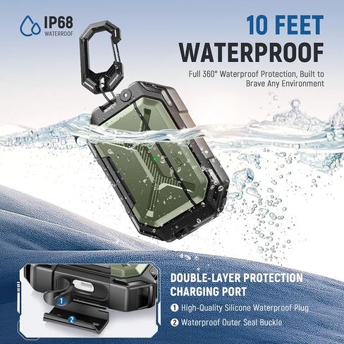 MOBOSI for AirPods Pro 3 Case IP68 Waterproof, Black | Case for iPods Pro 3, Compatible with MagSafe, Military Grade Protective Cover with Secure Lock, Keychain, Phone Stand (2025) in Saudi Arabia