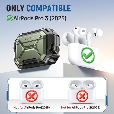 MOBOSI for AirPods Pro 3 Case IP68 Waterproof, Black | Case for iPods Pro 3, Compatible with MagSafe, Military Grade Protective Cover with Secure Lock, Keychain, Phone Stand (2025) in Saudi Arabia