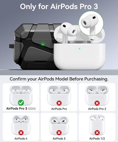 حافظة AirPods Pro 3rd (جديد 2025)، قفل آمن وتصميم حامل هاتف متوافق مع غطاء Airpods Pro 3 Generation مع مجموعة أدوات تنظيف - أسود in Kuwait