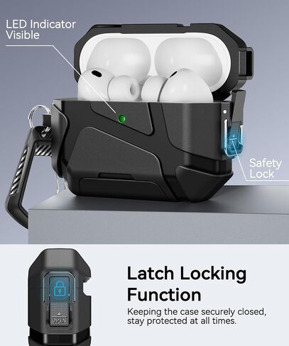 حافظة AirPods Pro 3rd (جديد 2025)، قفل آمن وتصميم حامل هاتف متوافق مع غطاء Airpods Pro 3 Generation مع مجموعة أدوات تنظيف - أسود in Kuwait