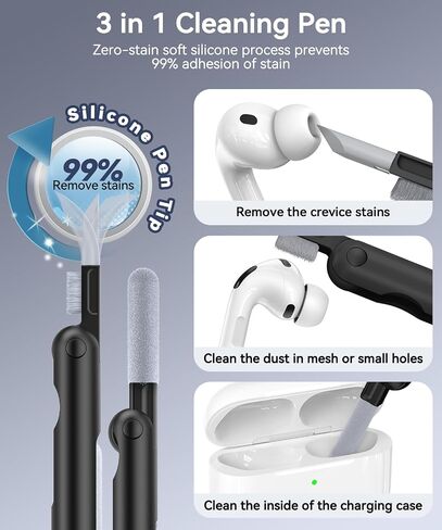حافظة AirPods Pro 3rd (جديد 2025)، قفل آمن وتصميم حامل هاتف متوافق مع غطاء Airpods Pro 3 Generation مع مجموعة أدوات تنظيف - أسود in Kuwait