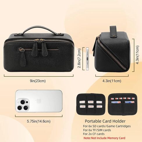 Electronic Organizer Accessory Tech Pouch Water Resistant Travel Bag for MacBook Charger, Cables, Power Bank, Hard Drive, Cords Storage，with Removable Card Slots for Memory Card(black) in Saudi Arabia