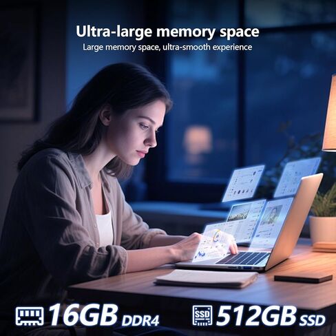 Gaming laptop,15.6 inch Laptop Computer, Laptops Celeron N5095 Processor, 16GB 512GB SSD FHD 1920 * 1080 Display 180 Angle Opening Fingerprint Unlock Backlit Keyboard HDMI Traditional Computers in Kuwait