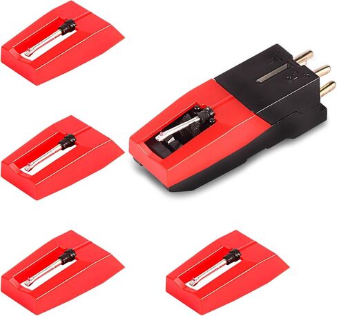Record Player Needle, 1 Cartridge with 4 Turntable Needles, Compatible with Crosley, ION, LP Vinyl Record Player, Easy to Install Turntable Parts Kit in Saudi Arabia