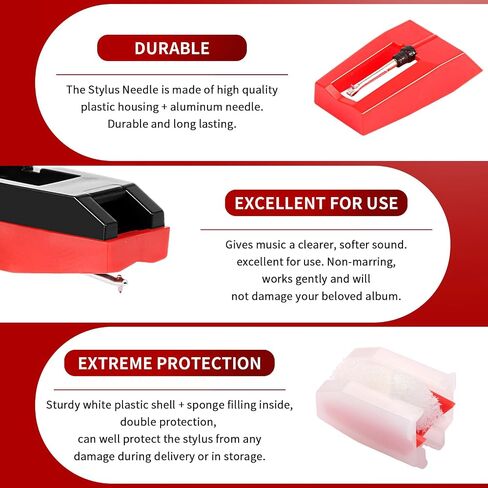 Record Player Needle, 1 Cartridge with 4 Turntable Needles, Compatible with Crosley, ION, LP Vinyl Record Player, Easy to Install Turntable Parts Kit in Saudi Arabia