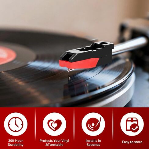 Record Player Needle, 1 Cartridge with 4 Turntable Needles, Compatible with Crosley, ION, LP Vinyl Record Player, Easy to Install Turntable Parts Kit in Saudi Arabia
