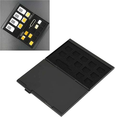 SIM Card Case, Antimagnetic Shockproof Box with 4 SIM Slots, 12 Nano Slots, Travel, Lightweight, Aluminum, EVA, for Storage Cards in Saudi Arabia