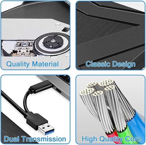 External USB 3.0/Type-C DVD RW CD Optical Drive CD/DVD-ROM CD-RW Player Burner Writer Portable Reader Recorder in Saudi Arabia