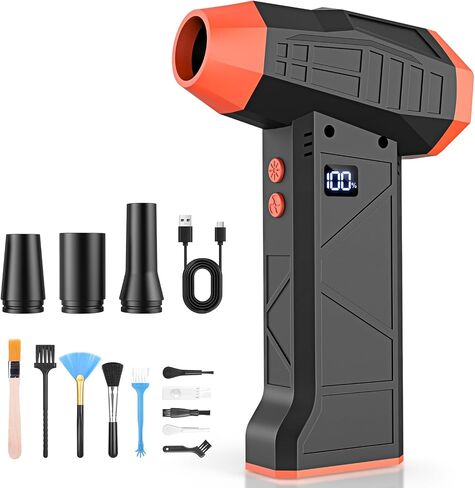 Electric Compressed Air Duster, 110000RPM Cordless Portable Air Blower Mini Powerful Jet Dry Blower 4 Adjustable Speeds Levels Rechargeable for Keyboard, PC, Car in Saudi Arabia