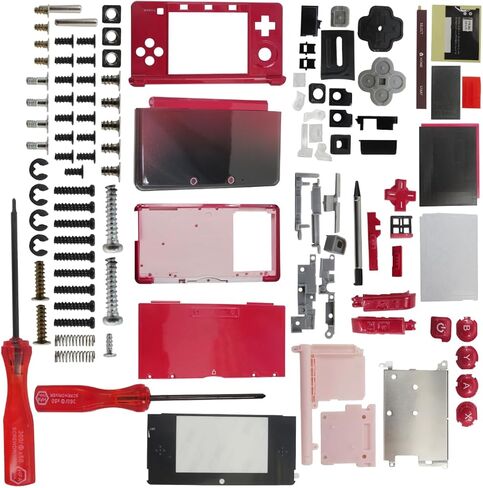 Full Housing Case, 3DS Replacement Housing, 3DS Shell Replacement, Cover Shell Repair Parts, Full Set Replacement Case Kit for Nintendo 3DS Replacement Parts (Flame Red) in Saudi Arabia