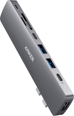 انكر موزع USB C لماك بوك، موزع انكر 547 USB-C (7 في 2)، متوافق مع منفذ ثاندربولت 4 USB C، 4K HDMI، USB C ومنفذي بيانات USB A لماك بوك برو 13 انش، ماك بوك اير M1 / M2، والمزيد in Kuwait