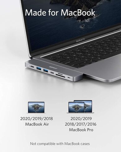 انكر موزع USB C لماك بوك، موزع انكر 547 USB-C (7 في 2)، متوافق مع منفذ ثاندربولت 4 USB C، 4K HDMI، USB C ومنفذي بيانات USB A لماك بوك برو 13 انش، ماك بوك اير M1 / M2، والمزيد in Kuwait