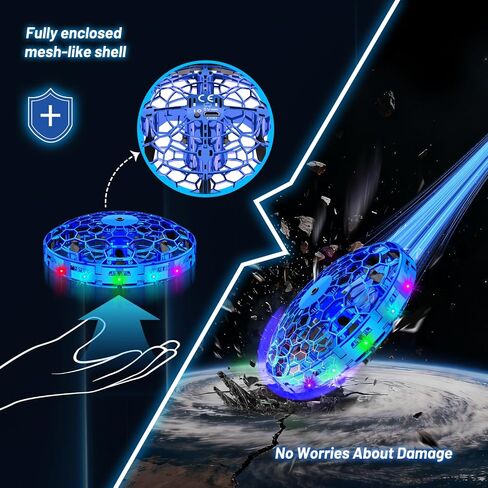Flying Orb Ball for Kids, Hand Controlled Mini Drone, LED UFO Toy Ages 6-12 | indoor Mini Drone with Obstacle Avoidance, 360° Flip（Blue） in Saudi Arabia