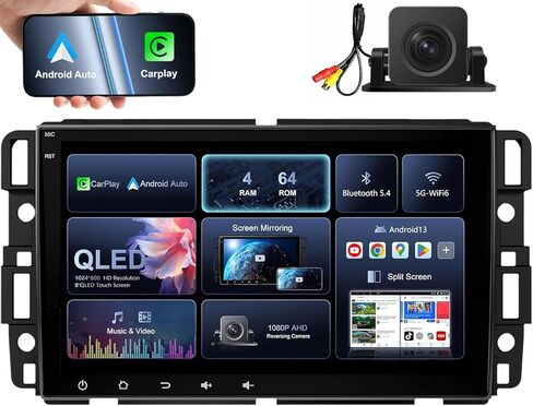 8 بوصة راديو السيارة ستيريو ترقية 4Ram 64Rom Android 13 لسيارة Chevy Silverado GMC Sierra Yukon مع CarPlay Android Auto 1080P كاميرا احتياطية/BT5.4/AirPlay/AM+FM in Kuwait