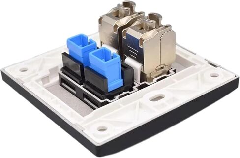 2-Port SC-SC UPC Fiber Optic Black Panel Dual CAT6A RJ45 Ethernet Shielded CAT.6A LAN Socket Wall Panel in Saudi Arabia