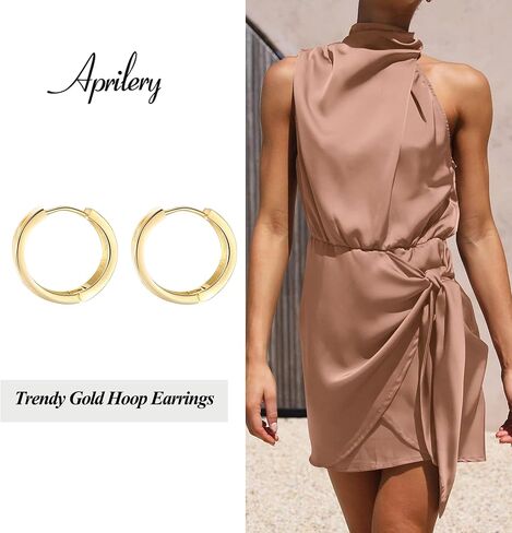 14K Gold Plated Hoop Earrings for Women, Trendy Gold Hoop Earrings Statement Cuff Lightweight Hypoallergenic Jewelry for Her (Shine) in Saudi Arabia
