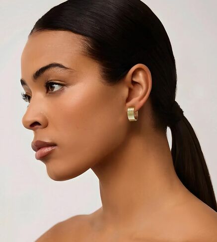 14K Gold Plated Hoop Earrings for Women, Trendy Gold Hoop Earrings Statement Cuff Lightweight Hypoallergenic Jewelry for Her (Shine) in Saudi Arabia