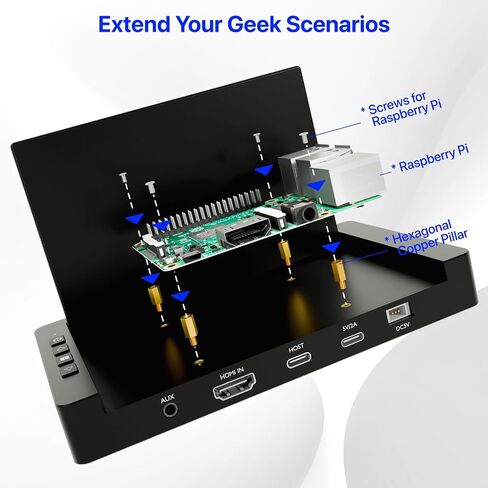 شاشة صغيرة مقاس 5 بوصات مع محور USB وفتحات تثبيت Raspberry Pi، ووصلة كابل واحد من النوع C ومكبرات صوت، وقاعدة تخزين الكل في واحد، وشاشة IPS محمولة لمراقبة الكمبيوتر، والألعاب/البث/شريك AIDA64 DIY in Kuwait