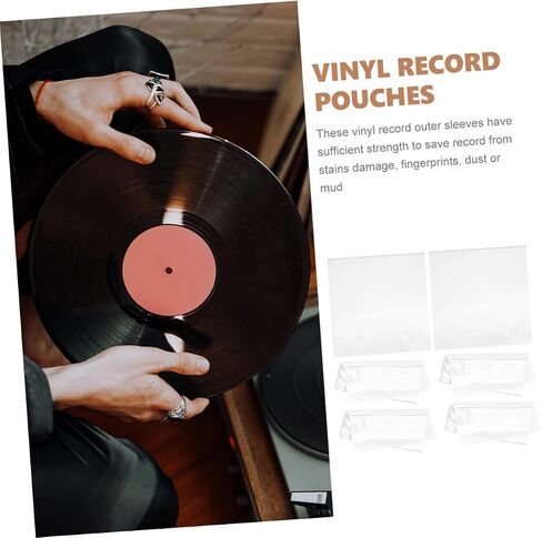 25pcs Vinyl Record Sleeves Adhesive Covers for Outer Protection Static Dustproof Fits Records for Storing and Preserving Your Vinyl Collection in Saudi Arabia