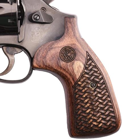 Altamont Real Wood Conversion Grips for S&W K & L Round Butt Revolvers – Altai Style – Round to Square Butt – Made in USA in Saudi Arabia