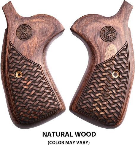 Altamont Real Wood Conversion Grips for S&W K & L Round Butt Revolvers – Altai Style – Round to Square Butt – Made in USA in Saudi Arabia