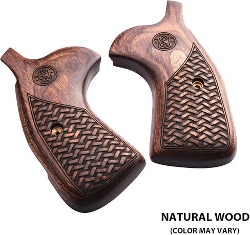Altamont Real Wood Conversion Grips for S&W K & L Round Butt Revolvers – Altai Style – Round to Square Butt – Made in USA in Saudi Arabia