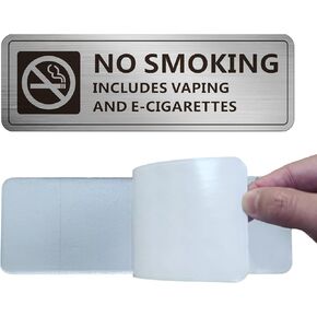 No Smoking Signs, (2 PACK) Self-adhesive No Smoking Signs for Business, 7 x 2 Inch Metal Signage for Home House Restaurants and Hotels (Black White)