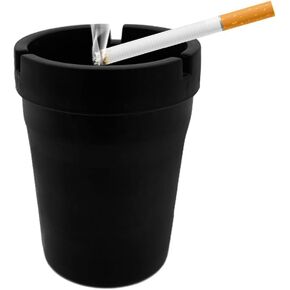 Car Ashtray, Smokeless Smellproof Windproof Self-Extinguishing Auto Ashtray, Portable Mini Vehicle Cigarette Trash Can Fits Most Cup Holder for Home Office, Car Accessories (Black)