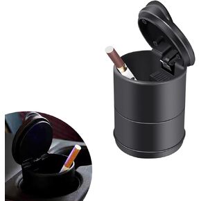 Nowkont Pack-1 Car Ashtray Replacement, Cylindrical Portable Smooth Shockproof Vehicle Ashtray Accessories, Universal Anti-slip Waterproof Durable Automotive Ashtray for Truck SUV Car (Black)