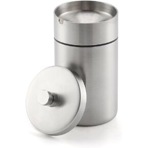 منافض سجائر السيارة المصنوعة من الفولاذ المقاوم للصدأ من Amiss مع غطاء مقاوم للرائحة، صينية رماد محمولة للمدخنين قابلة للفصل ومضادة للرياح، ملحقات السيارة لحامل أكواب السيارة (فضي) in Kuwait