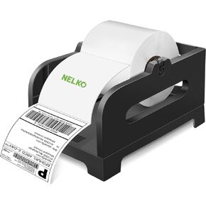 Nelko Label Holder, Thermal Label Holder for Rolls and Fan-Fold Labels, Shipping Label Roll Holder for Desktop Label Printer Shipping Supplies Industrial Labels Accessory for Home, Office (Black)
