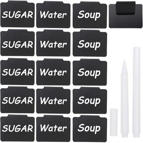 Label Holders, 18PCS Basket Bin Labels Clip on for Baskets with 16PCS Reusable Clear Label Cards and 2PCS White Chalk Marker for Storage Bins Basket Boxes Label Holders