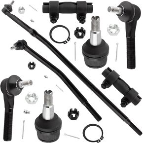 YMAUGP 8PC Front Inner Outer Tie Rod Link + Adjusting Sleeve + Lower Ball Joint for Ford E-150/ E-150 Club Wagon/E-150 Econoline/E-150 Econoline Club Wagon, DS1286 DS1288 ES2079 ES3203 ES3342 K8611