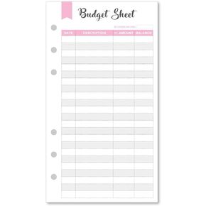 Set of 90 Sheets Expense Tracker, 6-Hole Punched Budget Sheets for A6 Budget Binder, 3 3/4" x 6 3/4"