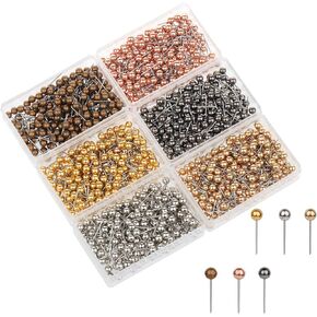 800 Pieces Map Tacks 1/8-Inch Retro Metallic Color Beads Head Marking Push Pins, 4 Colors in Kuwait