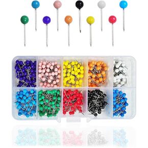 600 PCS Colored Push Pins Map Tacks, Map Push Pins, Short Map Pins, Colorful Round Push Pin, Colored Head Map Tacks, Map Tacks Marking Pins, Map Tacks Push Pins, Round Head Push Pin (10 Colors)