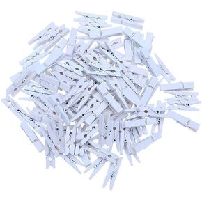 CCINEE Cute Wooden Clothespins White Craft Peg Pins Sturdy Mini Pins Clips, 1 Inch, 72 Pieces in Total