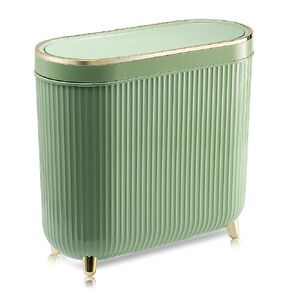 Supteron 3.2 Gallon Narrow Trash Can with Lid, Mint Green, Polypropylene